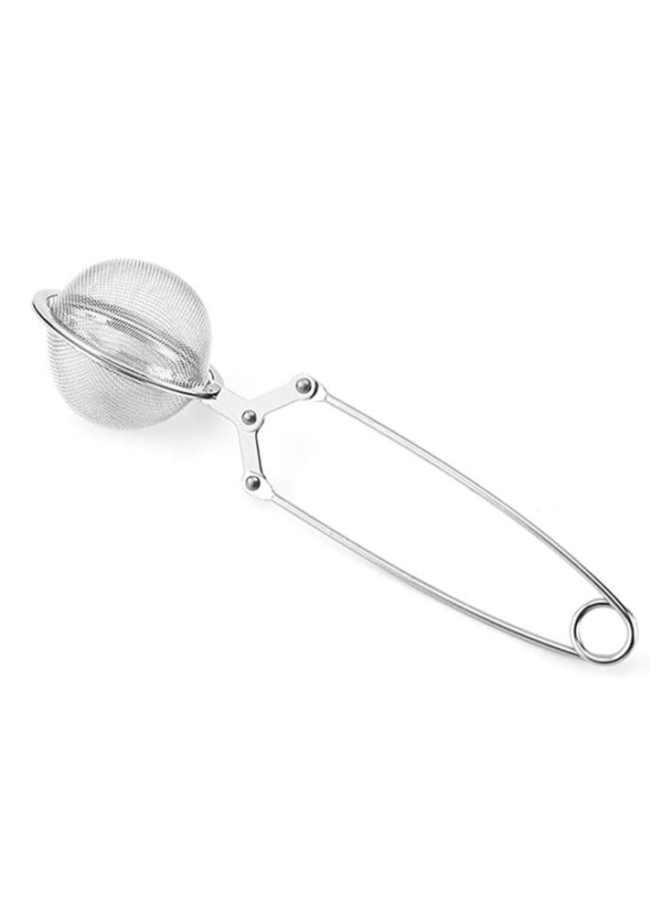 سبيس شوب مصفاة شاي من الفولاذ المقاوم للصدأ على شكل كرة مع مقبض مناسبة لتخمير الشاي والمشروبات الصحية وأغراض الطبخ (قطعة واحدة) - Image 1