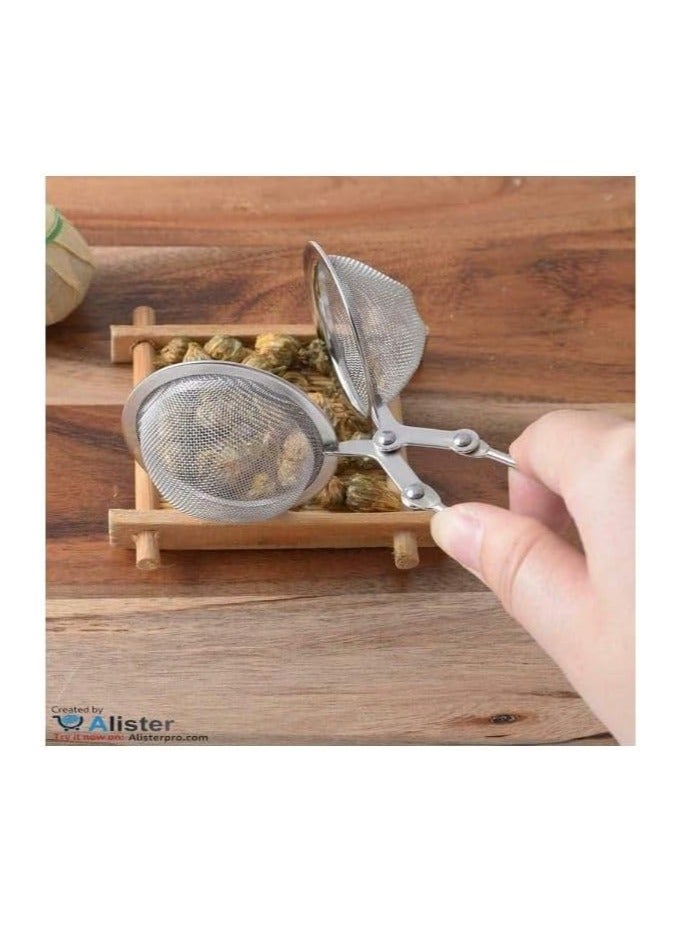 سبيس شوب مصفاة شاي من الفولاذ المقاوم للصدأ على شكل كرة مع مقبض مناسبة لتخمير الشاي والمشروبات الصحية وأغراض الطبخ (قطعة واحدة) - Image 2