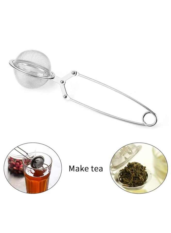 سبيس شوب مصفاة شاي من الفولاذ المقاوم للصدأ على شكل كرة مع مقبض مناسبة لتخمير الشاي والمشروبات الصحية وأغراض الطبخ (قطعة واحدة) - Image 3