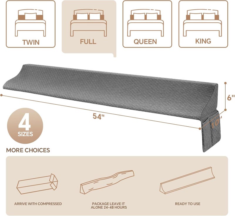 EUHAMS Full Size Bed Wedge Pillow for Headboard Bed Gap Filller/Mattress Gap Filler (0-7") - Wedge Pillow Headboard Triangle Foam Pillows Wedges Between Headboards Mattress (Grey,54"x10"x6") - Image 4