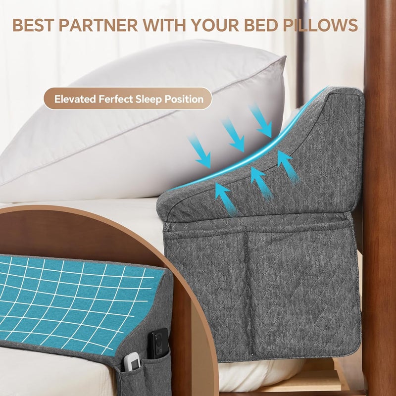 EUHAMS Full Size Bed Wedge Pillow for Headboard Bed Gap Filller/Mattress Gap Filler (0-7") - Wedge Pillow Headboard Triangle Foam Pillows Wedges Between Headboards Mattress (Grey,54"x10"x6") - Image 3