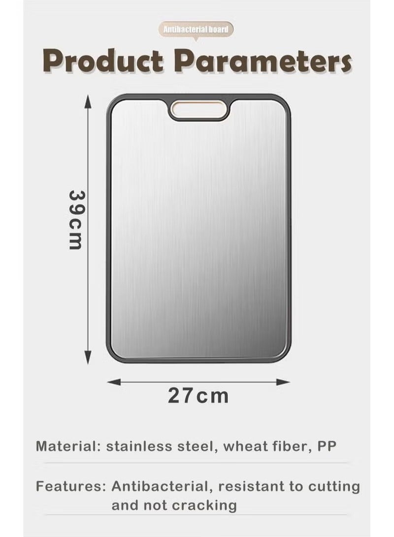 ميكسد لوح تقطيع، لوح تقطيع مزدوج الجوانب بمقبض، كتلة تقطيع من الفولاذ المقاوم للصدأ للمطبخ - Image 3