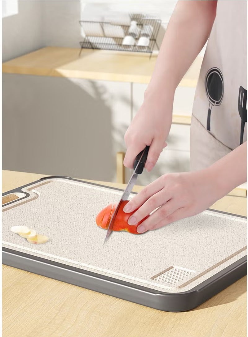 ميكسد لوح تقطيع، لوح تقطيع مزدوج الجوانب بمقبض، كتلة تقطيع من الفولاذ المقاوم للصدأ للمطبخ - Image 2