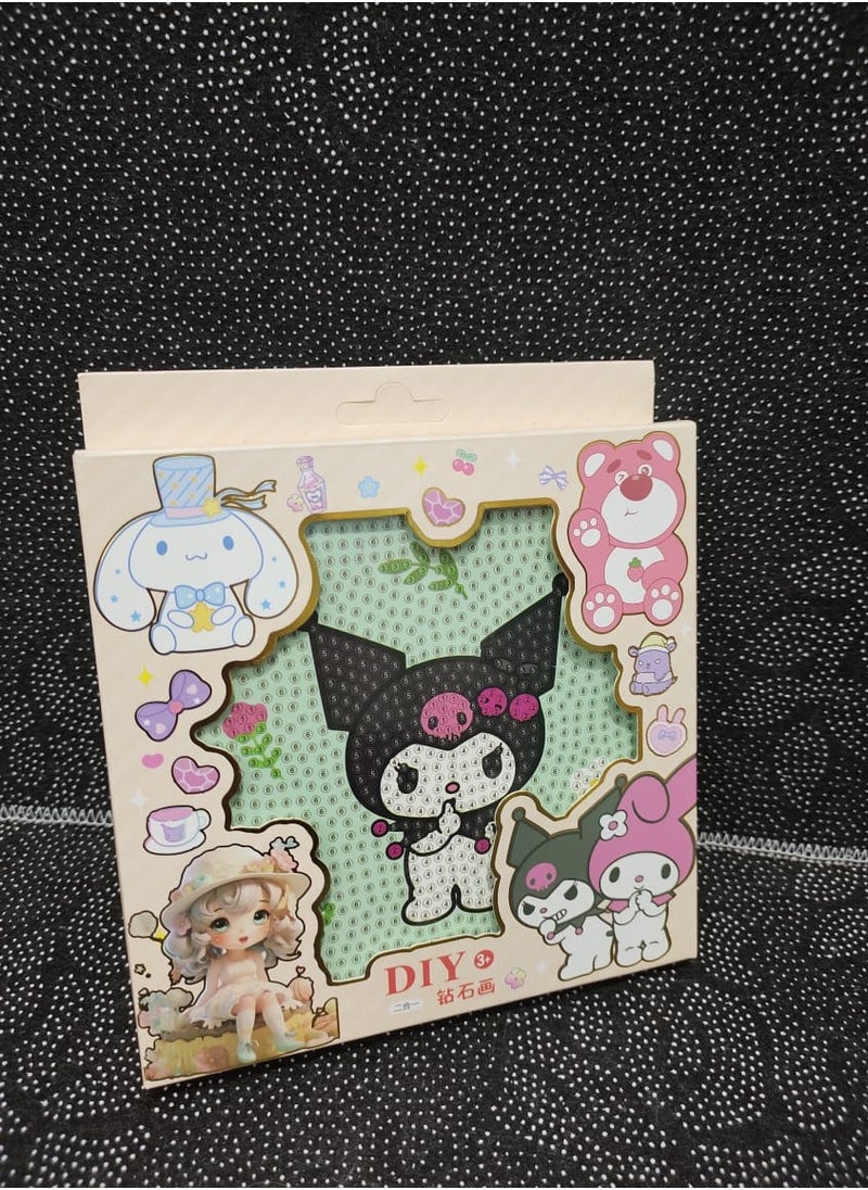 Diy Diamond Painting Kit for Kids Develop Focus Skills and Patience, Improve Visual Coordination With a Frame (Kuromi)  - Image 1