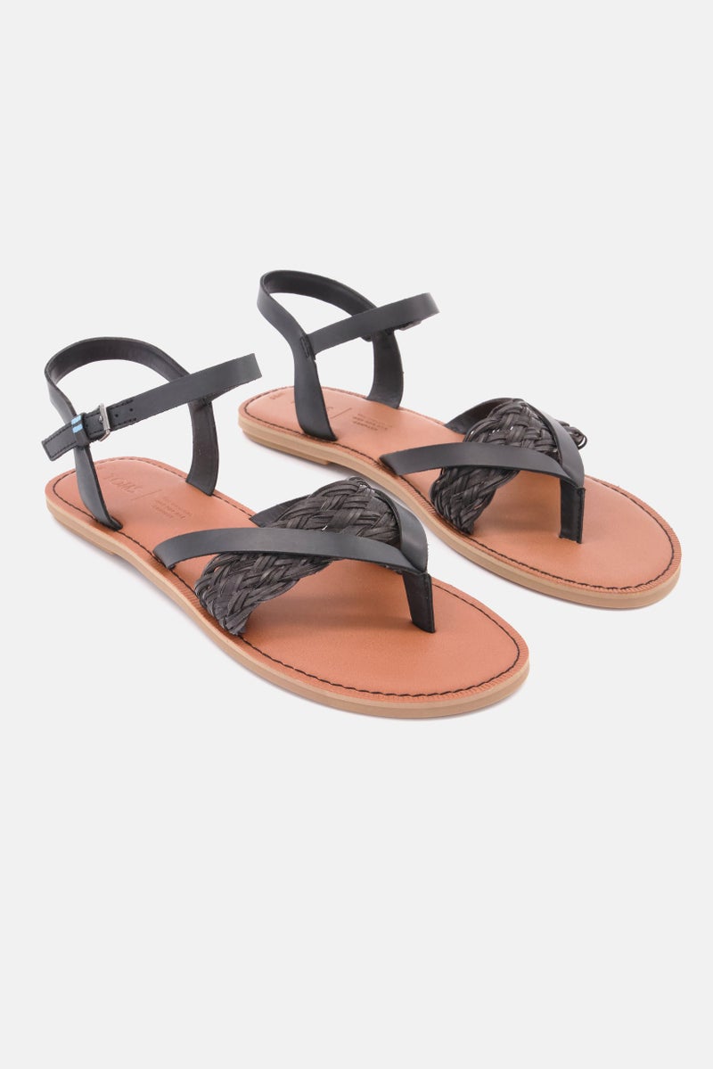 TOMS Women Adjustable Buckle Lexie Flat Sandal, Black - Image 1