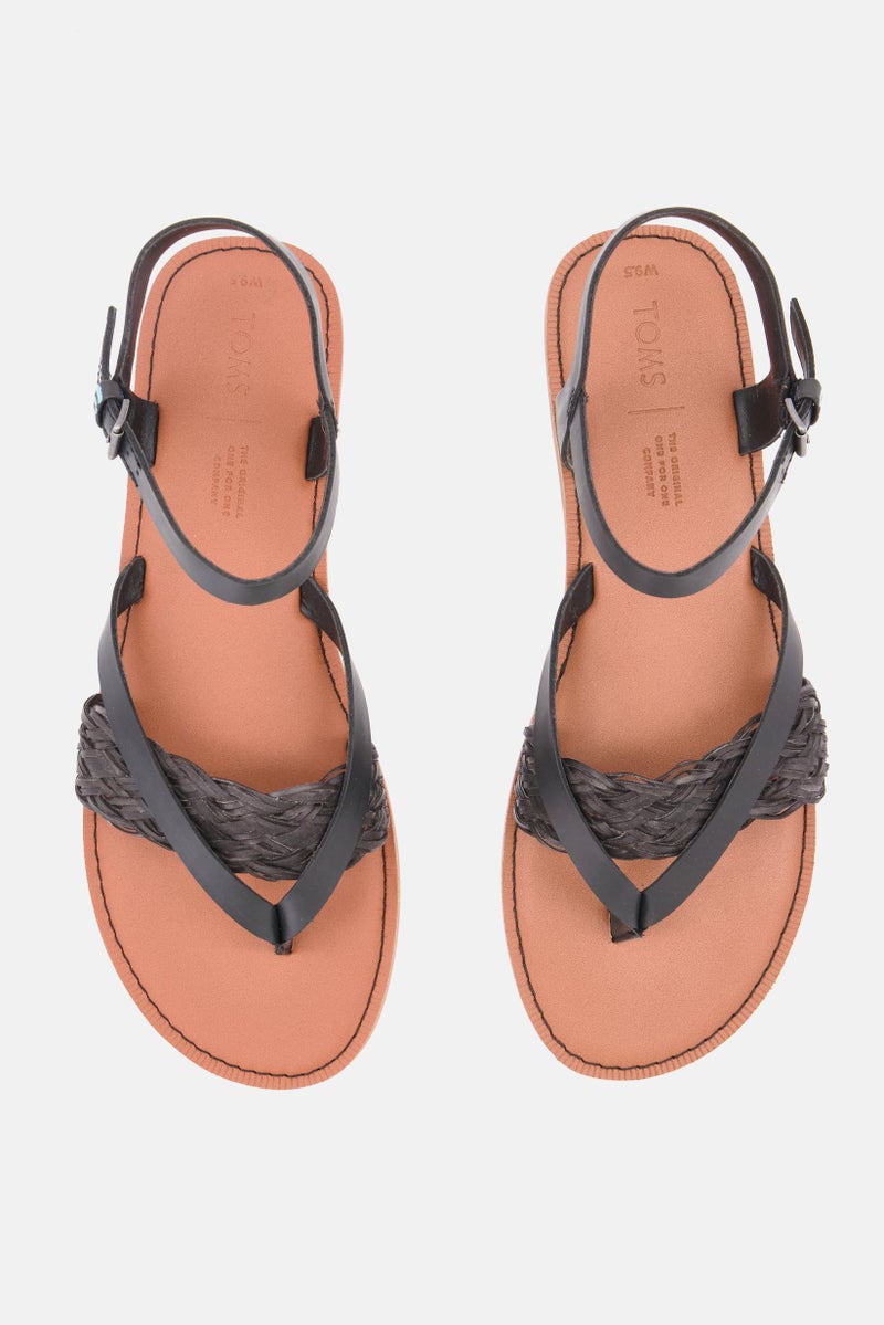 TOMS Women Adjustable Buckle Lexie Flat Sandal, Black - Image 3