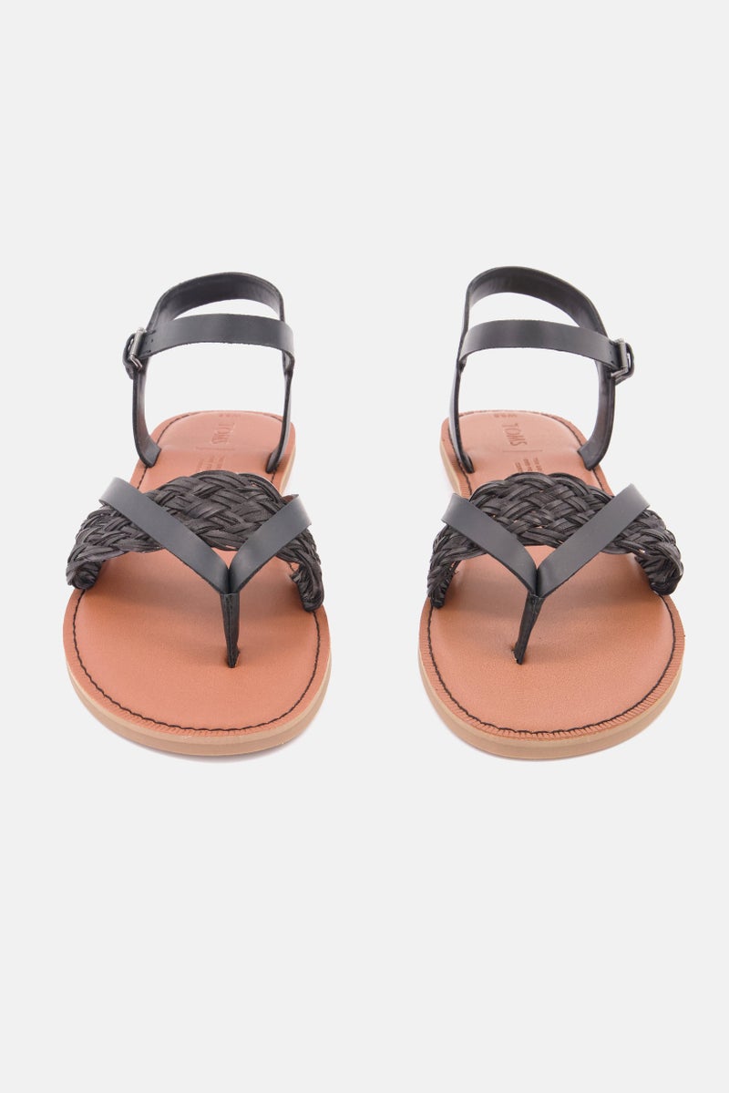 TOMS Women Adjustable Buckle Lexie Flat Sandal, Black - Image 2