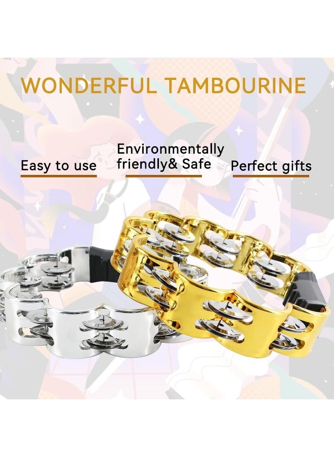 Generic Tambourine Metal Jingles Hand Held Percussion Hand Drum Double Row Metal Jingles Hand Bell Performance Level Handheld Percussion Flower Tambourine and Egg Shakers for Kids Adults KTV Party  - Image 2