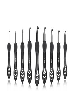 Excefore 9 Sizes Crochet Hooks, Black Crochet Needles, Ergonomic Soft Grip Aluminum Crochet Hook Set, Lightweight Knitting & Crochet Supplies, for Arthritic Hands Beginners Kids Adults 2.0mm(B)-6.0mm(J)  - Image 1