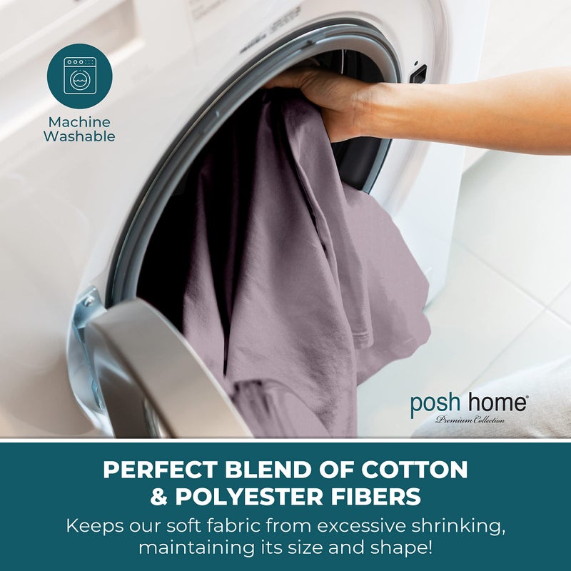 Posh Home Posh Home Jersey Knit Sheet Set - 4-Piece Jersey Bed Sheets - T-Shirt Breathable & Soft Cotton Jersey Sheets - Includes Flat Sheet  Jersey Fitted Sheet  & 2 Pillowcases - California King  Lilac Haze  - Image 5
