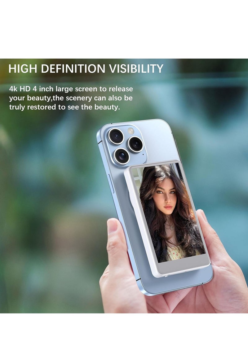 ELTRAZONE Vlog Selfie Monitor Screen for Smartphones – 4-Inch Wireless Display with Real-Time Rear Camera Sync, Magnetic Mount, Bluetooth Connection  Remote Control – Ideal for Vlogging, Selfies, Live Streaming – Compatible with iPhone  Android – White - Image 5