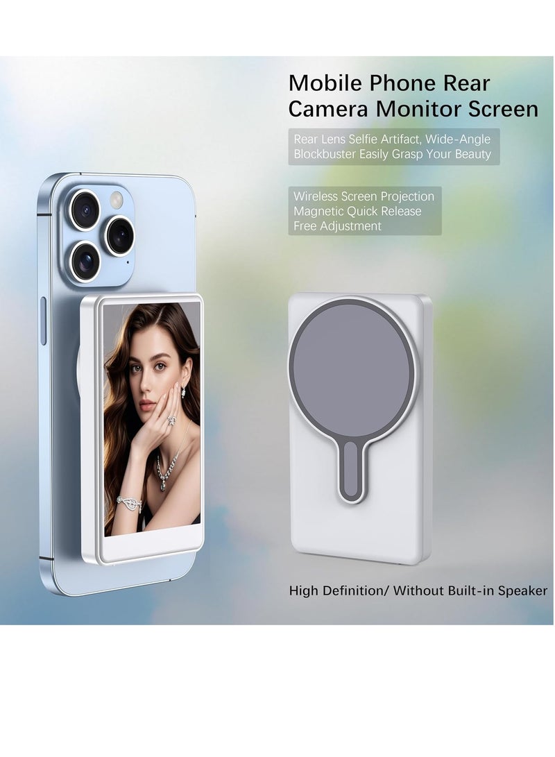 ELTRAZONE Vlog Selfie Monitor Screen for Smartphones – 4-Inch Wireless Display with Real-Time Rear Camera Sync, Magnetic Mount, Bluetooth Connection  Remote Control – Ideal for Vlogging, Selfies, Live Streaming – Compatible with iPhone  Android – White - Image 2