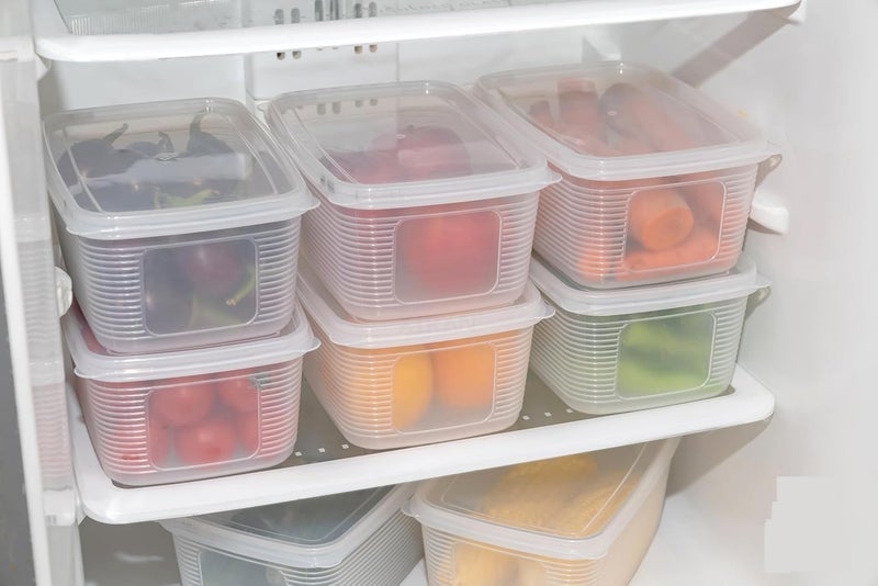 Stewit Fridge Storage Containers (Pack of 6), Fridge Organizer with Removable Drain Plate & Secure-Sealing Lids, Fridge Storage Boxes Keep Fruits, Vegetables Fresher, Container Box, 1800 ML - Image 4