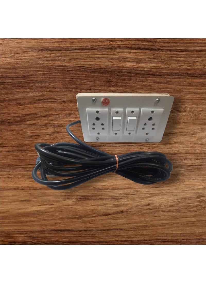 Generic Wooden Extension Electrical Board with 2 SWITCHES 5 AMP 2 SOCKETS 5 AMP 4 MTR 15 MM Double CORE Wire WEB02A Pack of 1  - Image 2