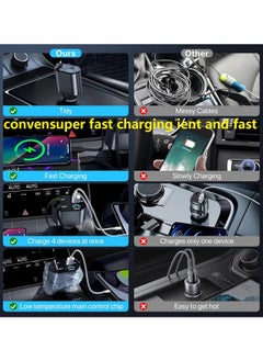 Generic 120W Fast Car Charger with Retractable Charging Cable Fast Car Power Adapter PD20W for iPhone Type C 40W Car Bluetooth USB Charger Plug with iPhone,Samsung,Galaxy,Huawei,Xiaomi 12V/24V  - Image 3