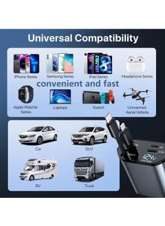 Generic 120W Fast Car Charger with Retractable Charging Cable Fast Car Power Adapter PD20W for iPhone Type C 40W Car Bluetooth USB Charger Plug with iPhone,Samsung,Galaxy,Huawei,Xiaomi 12V/24V  - Image 4