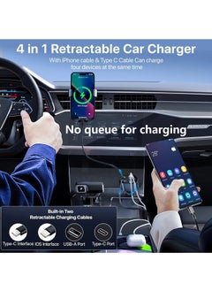 Generic 120W Fast Car Charger with Retractable Charging Cable Fast Car Power Adapter PD20W for iPhone Type C 40W Car Bluetooth USB Charger Plug with iPhone,Samsung,Galaxy,Huawei,Xiaomi 12V/24V  - Image 5
