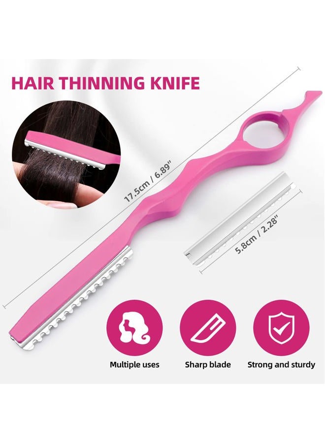 XUGOU Professional Hair Cutting Scissors Sets Stainless Steel Barber Hairdressing Scissors Multifunctional Salon Thinning Scissors Straight Shears Tools for Men Women Home Use (Pink) - Image 4