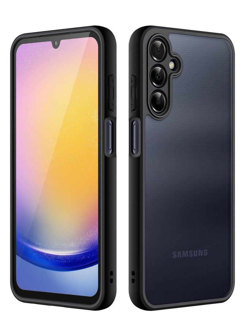 جي تيك حافظة غير لامعة لهاتف سامسونج جالاكسي A25 5G 6.5 بوصة مع حماية مطورة للكاميرا، غطاء خلفي شفاف غير لامع مقاوم للصدمات أسود - Image 1