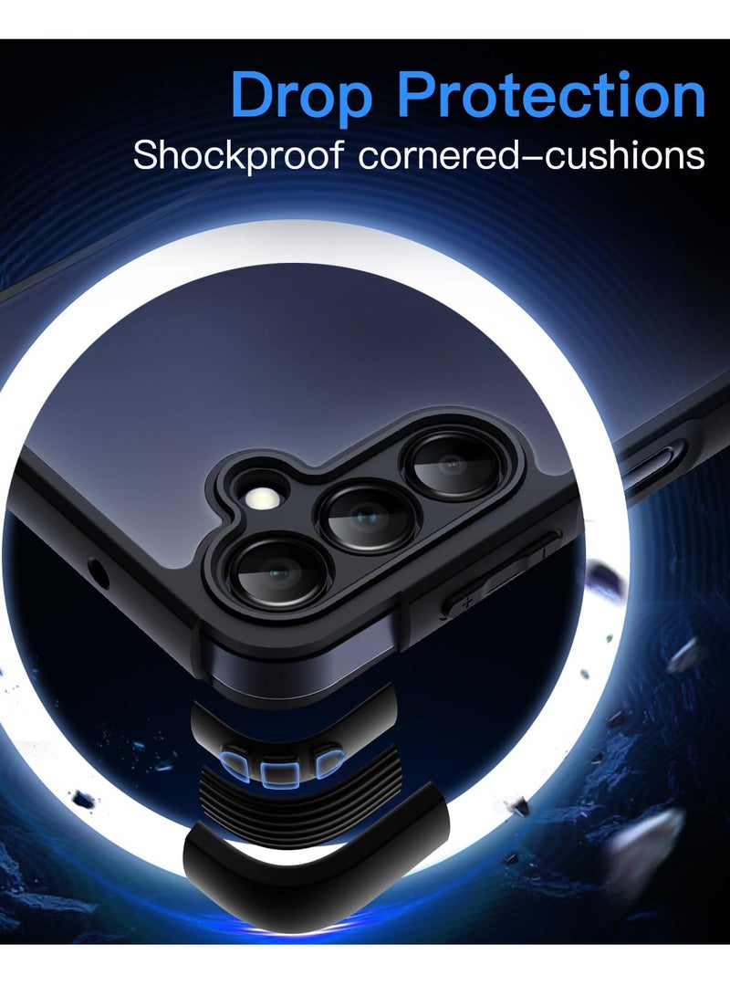 جي تيك حافظة غير لامعة لهاتف سامسونج جالاكسي A25 5G 6.5 بوصة مع حماية مطورة للكاميرا، غطاء خلفي شفاف غير لامع مقاوم للصدمات أسود - Image 4