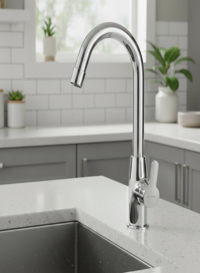 Parryware T4668A1 Claret Swan Neck Pillar Cock for Bathroom Fixtures/Fittings (Silver) - Image 2