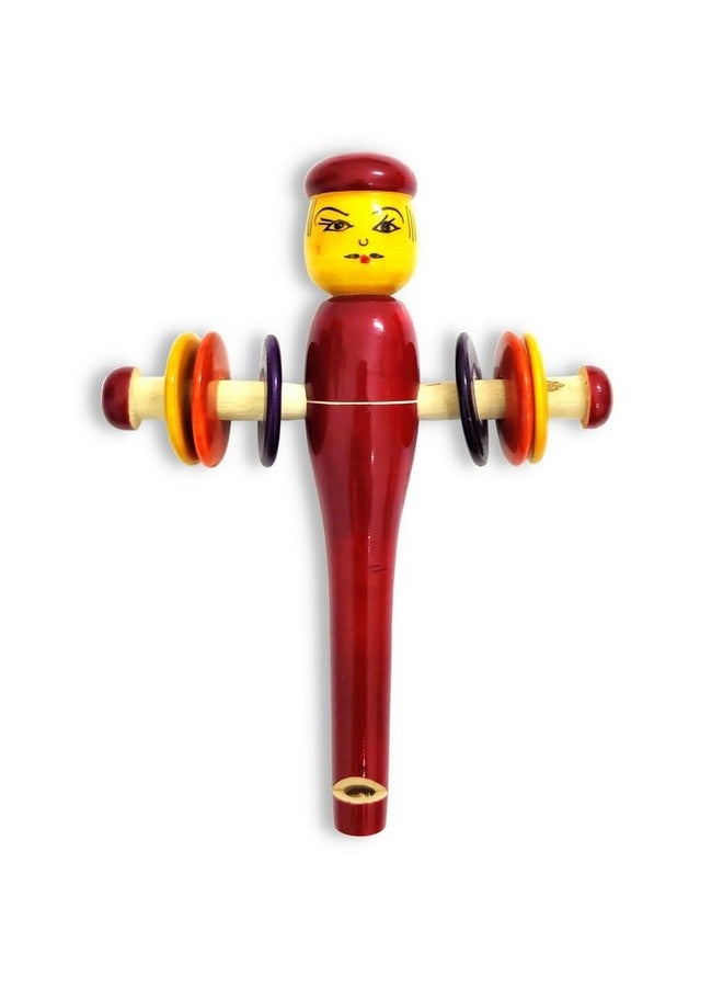 Neotea Wooden Rattle with Whistle for Babies 2 in 1 Toys (Color May Vary) Pack of 1 - Image 1