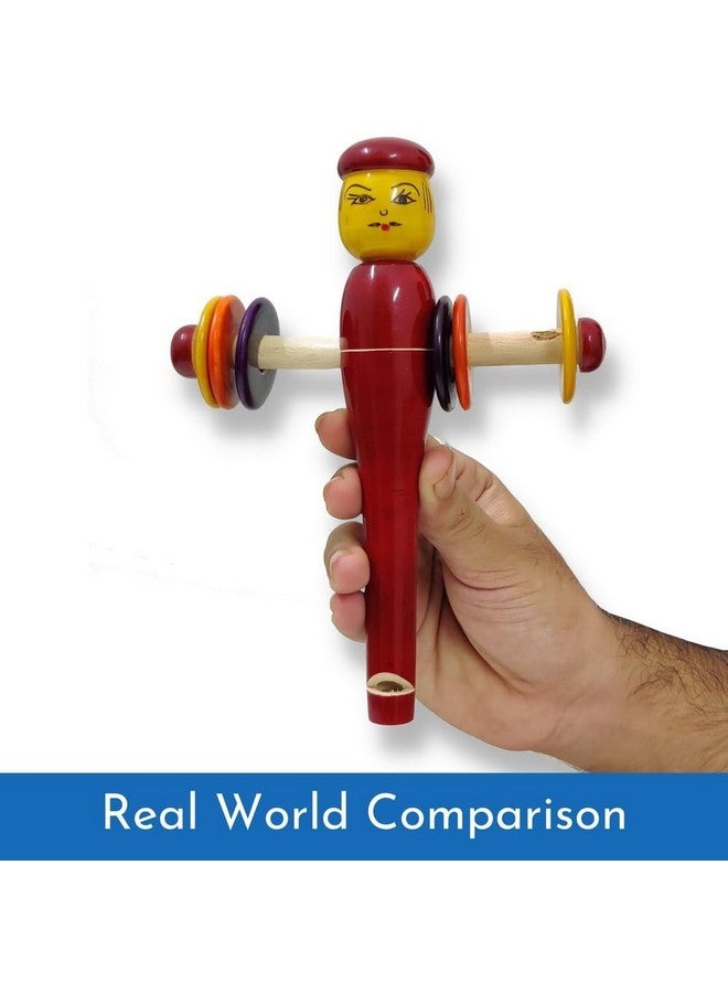 Neotea Wooden Rattle with Whistle for Babies 2 in 1 Toys (Color May Vary) Pack of 1 - Image 3