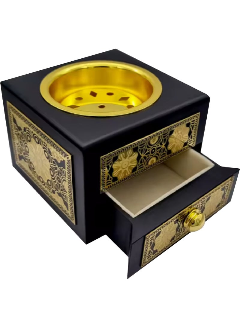 حامل مبخرة خشبي من الراتنج - أسود - Image 1