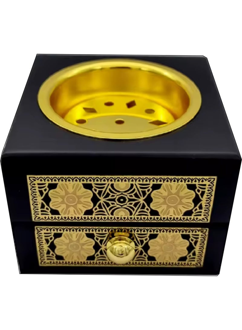 حامل مبخرة خشبي من الراتنج - أسود - Image 2