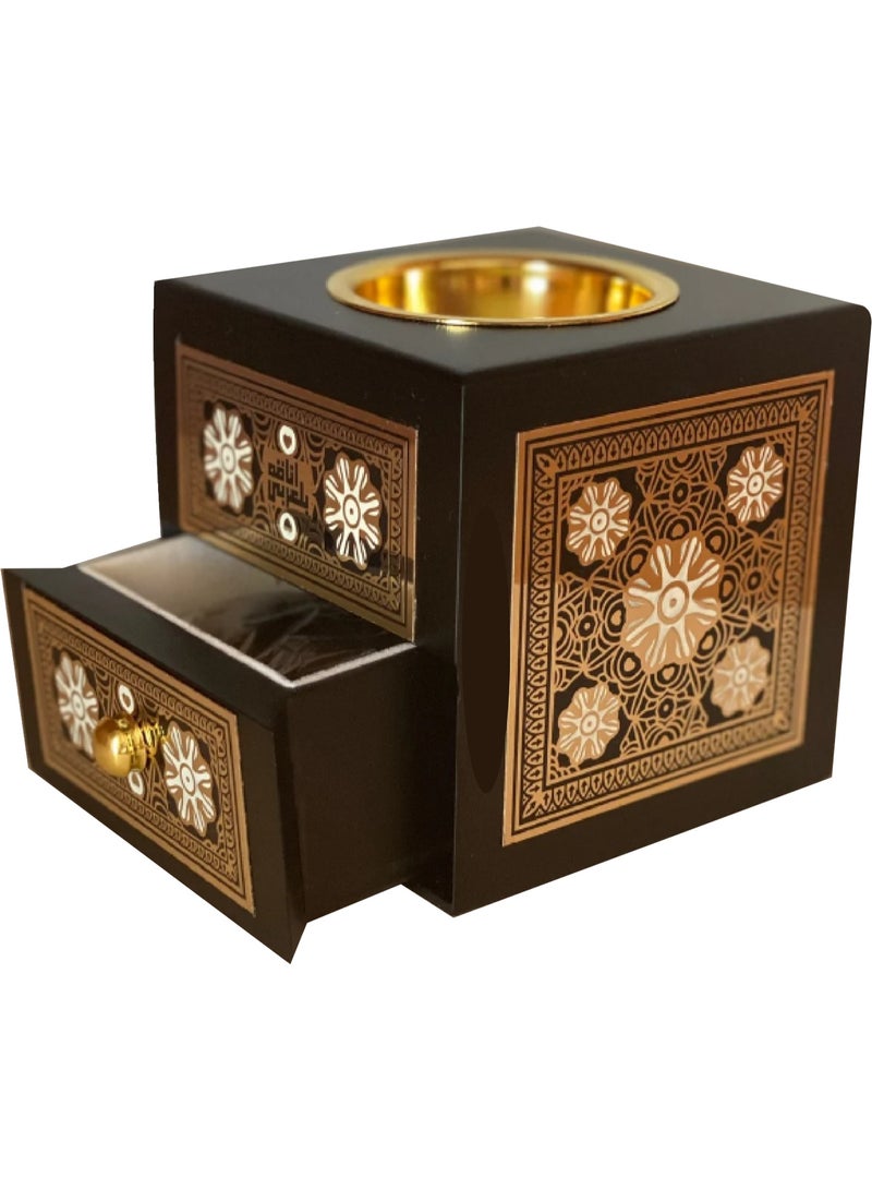 حامل مبخرة خشبي من الراتنج - أسود - Image 4