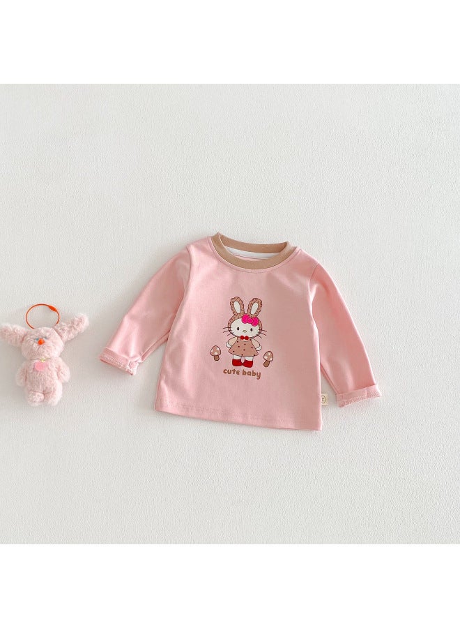 【no Returns Or Exchanges】girls Super Cute Base Layer 2026 New Spring Baby Korean Style Cartoon Print T-shirt Trendy