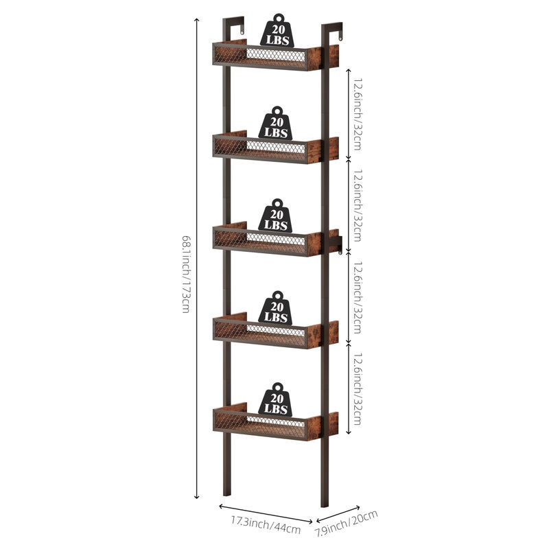 Unionly 5-Tier Liquor Stand for Home Barï¼ŒFreestanding Wine Racks for Wall,Wines Bottle Holder Display Shelf with Fences,Liquor Storage for Kitchen, Dining Room, Bar (Rustic Brown) - Image 4