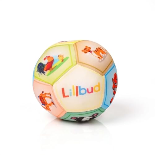 LiLLBUD Soft Fabric Ball for Babies & Toddlers (6 Months–3 Years) - Lightweight Plush Baby Ball with Cute Animal Faces | Develops Motor Skills & Sensory Play | Baby Soft Toy Gift - Image 1