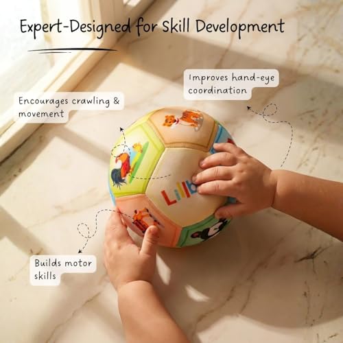 LiLLBUD Soft Fabric Ball for Babies & Toddlers (6 Months–3 Years) - Lightweight Plush Baby Ball with Cute Animal Faces | Develops Motor Skills & Sensory Play | Baby Soft Toy Gift - Image 2