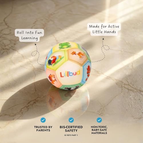 LiLLBUD Soft Fabric Ball for Babies & Toddlers (6 Months–3 Years) - Lightweight Plush Baby Ball with Cute Animal Faces | Develops Motor Skills & Sensory Play | Baby Soft Toy Gift - Image 3