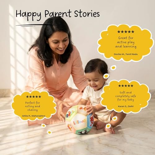 LiLLBUD Soft Fabric Ball for Babies & Toddlers (6 Months–3 Years) - Lightweight Plush Baby Ball with Cute Animal Faces | Develops Motor Skills & Sensory Play | Baby Soft Toy Gift - Image 5