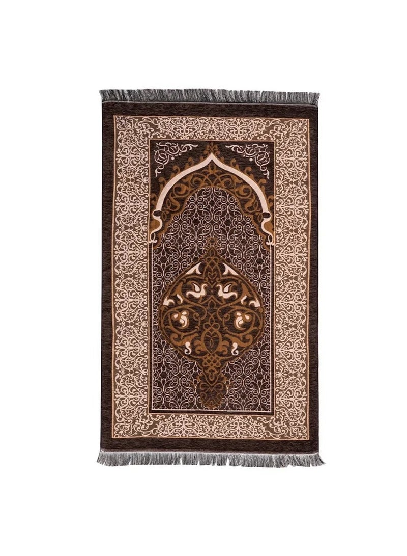 Embroidered Prayer Mat Gift Set with Beads and Storage Box – Gold - Image 2