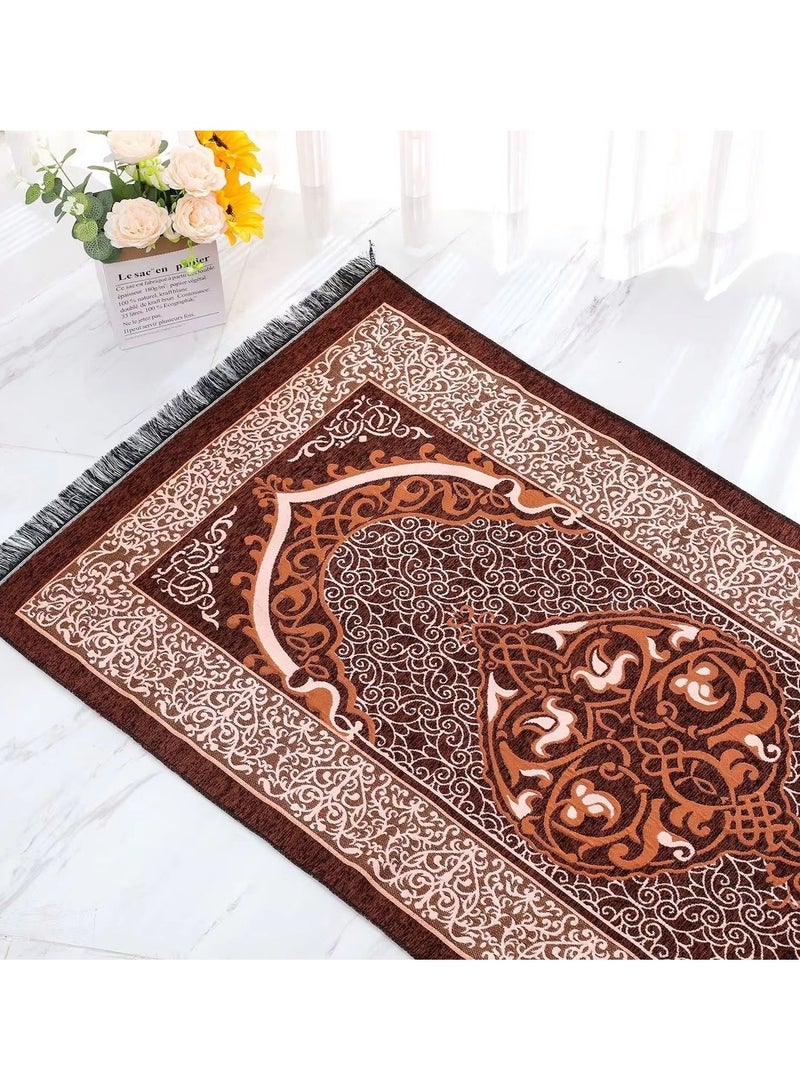 Embroidered Prayer Mat Gift Set with Beads and Storage Box – Gold - Image 3