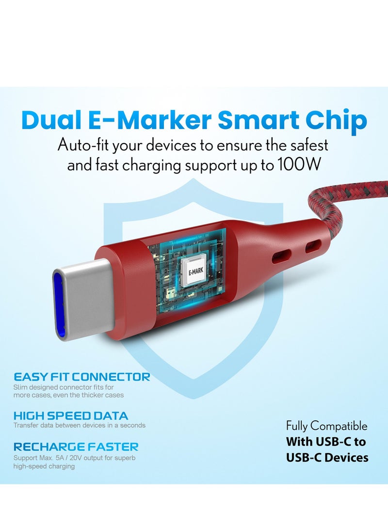 Remson USB-A to Type-C Remson Rapid-Link Nylon Braided Cable Fast Charge & Data Sync 2 Meters Red - Image 4