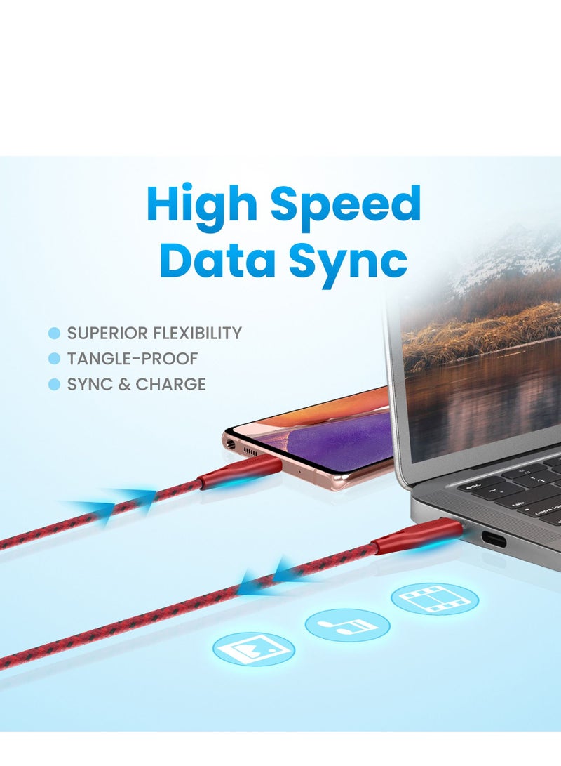 Remson USB-A to Type-C Remson Rapid-Link Nylon Braided Cable Fast Charge & Data Sync 2 Meters Red - Image 5