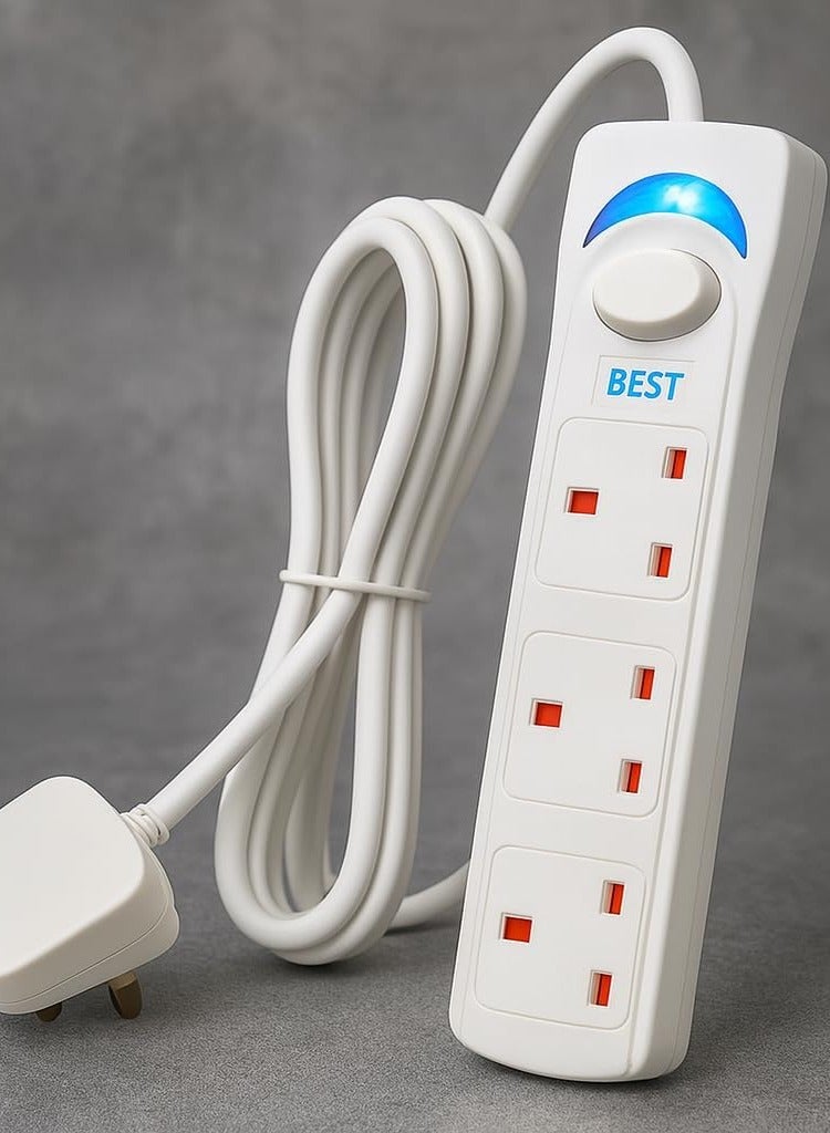 Best 5103-3M Power Strip Extension Socket – 3 Power Outlets & 3 USB Ports with 3-Meter Cable for Home & Office Use - Image 3