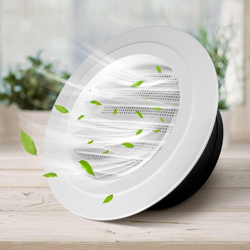 iPower فتحات تهوية دائرية من ABS بقطر 4 بوصات مع غطاء شبكي مدمج للتهوية في المنزل والحمام والمكتب والمطبخ 1 عبوة بيضاء - Image 3