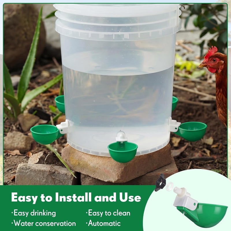 LemonRoad 30 Set Automatic Chicken Waterer Cups with 1/2" PVC Tee Fitting Chicken Drinking Bowl, Poultry Drinker Mounting Hole Opener,Water Dispenser Feeder for Duck, Goose, Turkey, Pigeon(Green) - Image 5