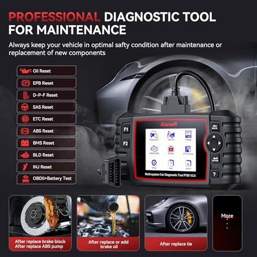 iCarsoft Auto Diagnostic Scanner P700 V2.0 for Porsche with Engine/Transmission/ABS/Airbag Diagnosis Scan,OBD2 Code Reader with Oil Reset EPB ETC+Battery/O2 Sensor/EVAP Test - Image 4