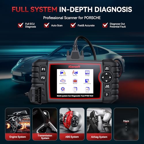 iCarsoft Auto Diagnostic Scanner P700 V2.0 for Porsche with Engine/Transmission/ABS/Airbag Diagnosis Scan,OBD2 Code Reader with Oil Reset EPB ETC+Battery/O2 Sensor/EVAP Test - Image 3