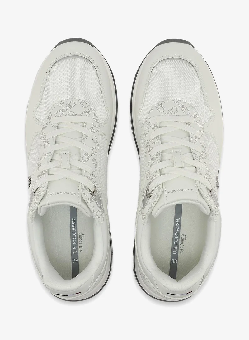 U.S. Polo Assn. white Women's All-White Low-Top Sneakers - Classic Minimalist Design, Comfortable Everyday Casual Shoes for Women | Best Price UAE