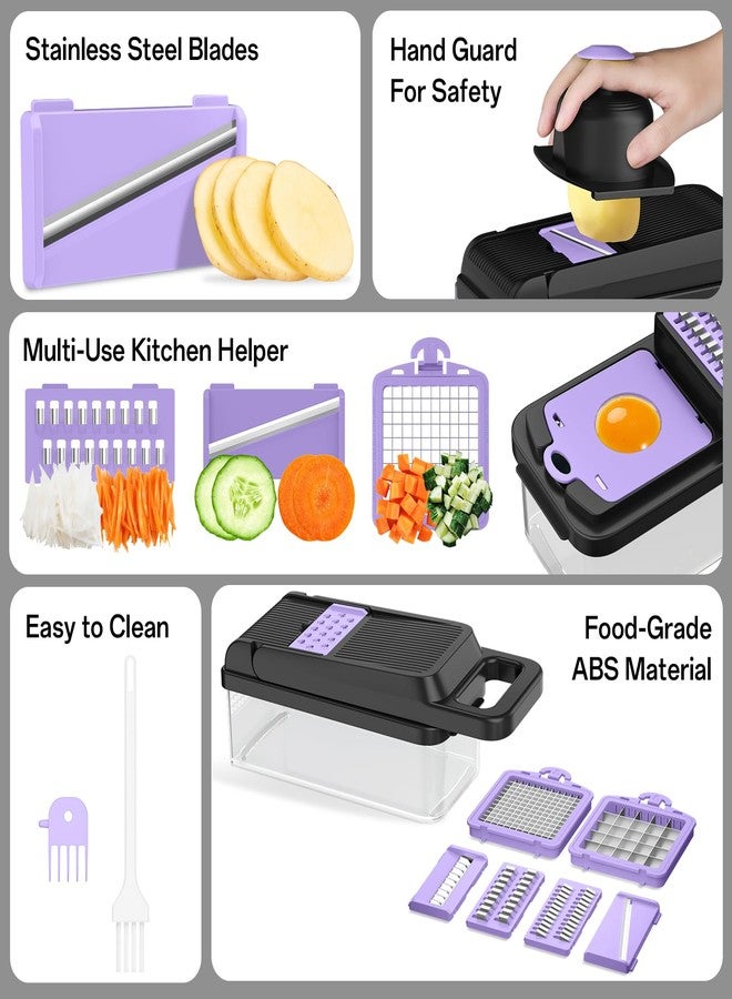 HomeHacks قطاعة خضراوات هوم هاكس، أداة مطبخ متعددة الاستخدامات 12 في 1، مكعبات، شرائح، قطاعة بصل، سلطة، مبشرة جبن وفاصل بيض - غطاء قطاعة خضراوات متعدد الوظائف بمقبض (بنفسجي) - Image 5