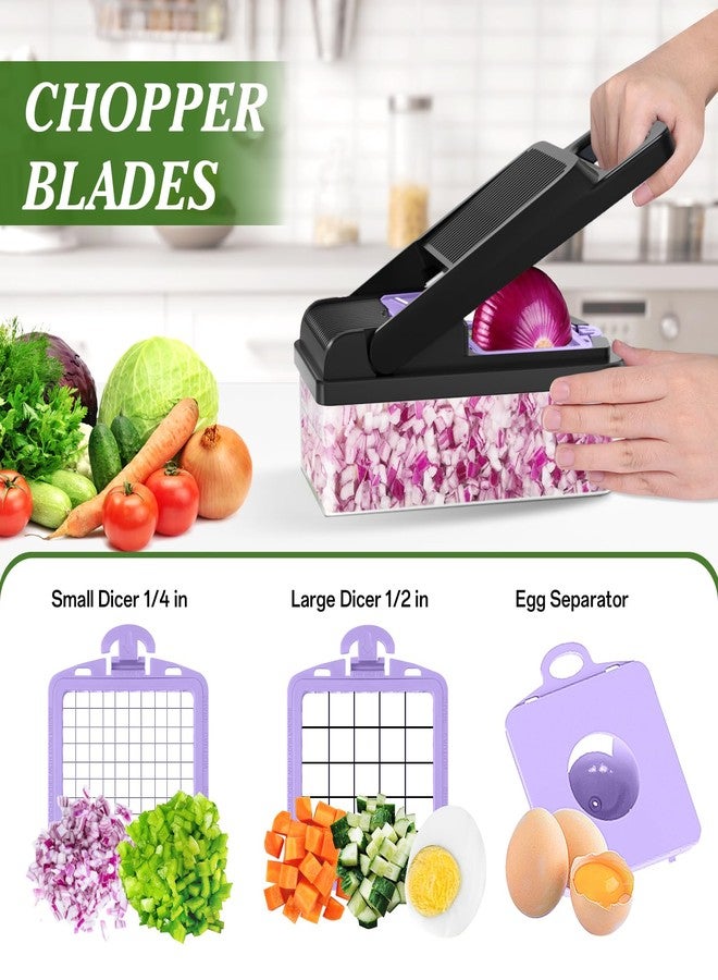 HomeHacks قطاعة خضراوات هوم هاكس، أداة مطبخ متعددة الاستخدامات 12 في 1، مكعبات، شرائح، قطاعة بصل، سلطة، مبشرة جبن وفاصل بيض - غطاء قطاعة خضراوات متعدد الوظائف بمقبض (بنفسجي) - Image 2