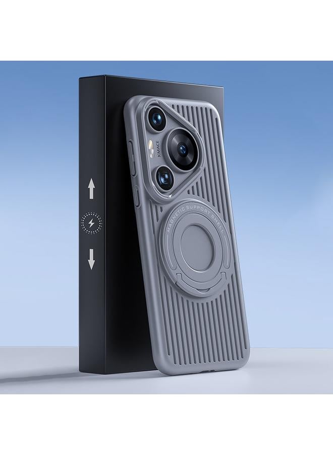 Green Tiger For Huawei Pura 70 Pro / Pura 70 Pro+ Cooling MagSafe Magnetic Ring Holder PC Phone Case(Grey)