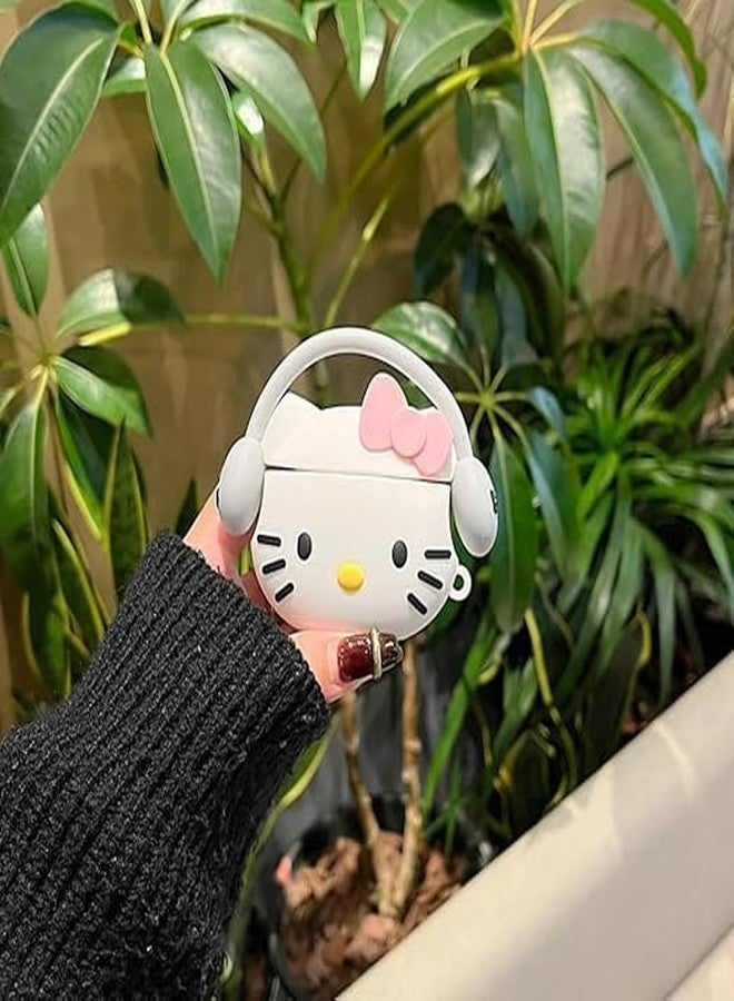 EMOH ROCED Compatible with AirPods 4 Case Cover 2024 with Cleaning Kit,Cartoon Kawaii for AirPods 4th Generation Case Silicone case for Apple Airpods 4 with Keychain for Women Girls (Kitty White) - Image 3